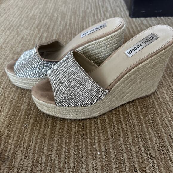 Steve Madden Sanctuary Rhinestones Crystals Bling Slip-On Wedge Sandals size 8 M - Picture 5 of 8